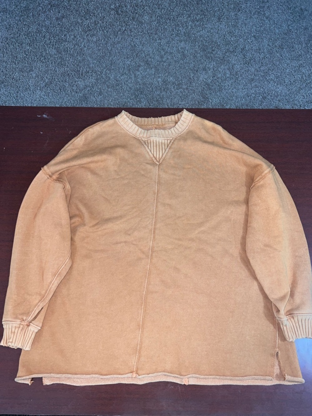 aerie distressed Crewneck Sweater in Tan